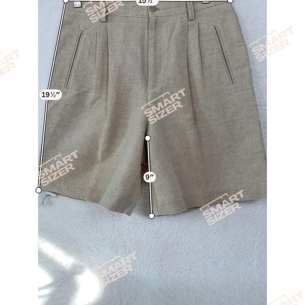 Liz Claiborne Lizsport Shorts Womens 12P Beige Linen Blend Pleated Bermuda B-371